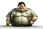 Placeholder: Cree l image d un agent de sécurité obese et sale. Il porte une chemise blanche tachée et boit une cannette de la marque monster. Il a des cheveux noirs hirsutes. 4k realiste. Il est très sale, il sent mauvais. Il sourit betement