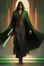 Placeholder: Full Body, Male Tan Human, Sith, Blindfold, Green and Black Robes, Handsome face, Black hair.