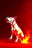 Placeholder: white and orange dog flies to the space with a rocket, in space, realistic, 4k, Cinematic,