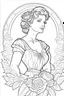 Placeholder: Outline art for vintage coloring pages for adults, white background, only use outline, clean line art, no shadows and clear and well