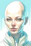 Placeholder: Portrait of a futuristic woman, creamy colors, Albanian, no hair