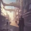 Placeholder: cyberpunk saggy granny woman, abandoned sci-fi town, future, sci-fi