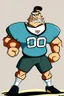 Placeholder: Draw me a football player in a cartoon style at a 90 degree angle