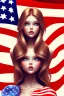 Placeholder: girl, cute, beautiful, holding American flag, smiling