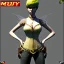 Placeholder: realistic photo of a 23-year-old gentle graceful boyish damsel pixie, short men's hairstyle, short black hair, boyish face, beautiful women's cleavage, women's jeans with gaps with lace mesh and rhinestones, trousers fit wide hips, high heels, very thin waist, big ass, fashionable women's handbags, party for girls
