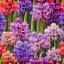 Placeholder: a highly detailed oil painting of a Hyacinth flower, repeating seamless pattern, beautiful and lush