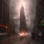 Placeholder: huge monster, destroying a building in downtown New York city, dramatic, dramatic lighting, volumetric lighting, hyperrealism, 8k, high quality, photorealistic, lot of details