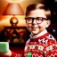 Placeholder: ralphie peter billingsley glasses, chubby boy in argyle sweater holding a bar of (red soap)