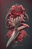 Placeholder: rose mit rasiermesser, haarschneidemaschine und diamant über schriftzug,firmenlogo für friseur barber, name soll SAMO THE BARBER sein, high quality, logo, graffitidesign, symmetrisch, 4k,