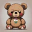 Placeholder: A light-brown teddy bear with a very angry expression upon it's face in takashi murakami art style