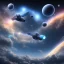 Placeholder: cosmos, ufo blue metalic, sky blue ,stars