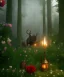 Placeholder: roses, axe, viking, romance, fantasy, fairies, runes, norse, red, goth, low lighting, octane render, ambiance, professional photo, unreal engine, shadows, eerie