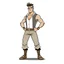 Placeholder: game charachter design, his name is Paulo, Brazilian, hands, full body, simple, muscled,mini skirt, perfectly drawn, detailed, no background,centered