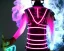 Placeholder: futuristic neon crystal sekeleton samurai smoke