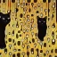 Placeholder: surreal cat playing piano in style of klimt painting