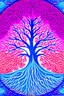 Placeholder: Tree of life; fractal art; optical art; m. c. escher; electric blue to pink to white gradient