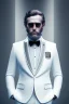 Placeholder: 8K, a Highly detailed stunning portrait of Dom man with a kneeling woman, white suit, beard, and short hair, bad boy