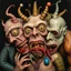 Placeholder: The oddest coagulation and mixture of beings, glossy finish, details very accentuated, stunning style, oniric, George Grosz, Max Ernst, James Ensor, disturbing, blatant, gross