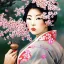 Placeholder: close up oil painting of stunning, gorgeous Japanese woman in traditional kimono with intricate jewels in hair with cherryblossoms, fog and mist, 8k, high-quality, fine-detail, intricate, detailed matte, digital art, soft, dreamy, brian froud, howard lyon, anna dittmann, Greg Rutowski, alphonse mucha