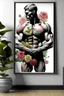 Placeholder: bodybuilder profile floral wall art