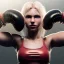 Placeholder: Cyberpunk blonde girl boxing in the ring unreal 5, octane render,cinema4d, dynamic lighting, 8k, redshift render, highly, hyperrealism ultra detailed, hyper realistic.