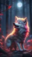 Placeholder: Kawaii, Baby Wolf, bully, All Body howling at the Moon, Horror lighting with red, yellow pink and blue colors, in the night forest, Caricature, Realism, Beautiful, Delicate Shades, Lights, Intricate, CGI, Botanical Art, Animal Art, Art Decoration, Realism, 4K , Detailed drawing, Depth of field, Digital painting, Computer graphics, Raw photo, HDR
