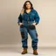 Placeholder: Curvy model wearing cargo jeans with patch in wool