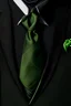 Placeholder: Black suit with olive tie and oil handkerchief