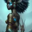 Placeholder: sango fantasy, fantasy magic, intricate, sharp focus, illustration, highly detailed, digital painting, concept art, matte, masterpiece head sexy view black African beauty black afro hair space lady turquoise tiger skin Indonesian princess facing forward