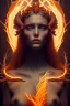 Placeholder: portrait photography of an ethereal beautiful animal goddess, Fire theme art, Dark moody night atmosphere, Portrait of a woman by Michelangelo, 8K, close-up face, anatomically perfect face, oak tree roots, ignore NSFW