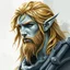 Placeholder: fantasy, dramatic portrait, marble statue of an elf male, marble skin, watercolour, golden hair, warrior, mighty, righteous