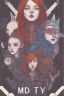 Placeholder: First plan: three 13-15-year-old detectives - two brothers with red hair. One is tall and skinny, second is chubby and a girl with a punk look, dark clouds and brown hair, strong make-up with the black cat. Second plan: a group of teenagers turned into computer-addicted zombies. Everything is located in an old town.