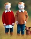 Placeholder: Small twin children, red head and brown hair