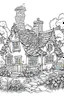 Placeholder: outline art for "Fairytale Cottage": An illustration of a cozy cottage nestled within a fairy garden, complete with a thatched roof and vibrant blooms coloring pages, white background, Sketch style, only use outline, clean line art, white background, no shadows and clear and well outlined