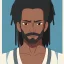 Placeholder: African male swordsman, white hair, dreadlocks, leather armor, fantasy art, portrait