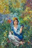 Placeholder: in the garden on a sunny day, in the style of Eileen Agar