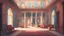 Placeholder: Vector. Minimal. color. 2D animated. Inside Old royal palace. 1800 AD. Digital painting, Old Istanbul. Yard and living room.