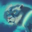 Placeholder: A beautiful portrait of a cyborg lion blue neon color scheme, high key lighting, volumetric light high details psychedelic background