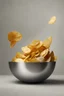 Placeholder: Salad mixing bowl dispensing potato chips into the air