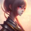 Placeholder: Anime girl cute neck head portrait, warrior costume, village, meditation, 8k quality