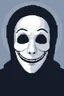 Placeholder: 8 bit pixelart of a shadow figure with a white smooth wide smiling mask noseless opera mask, no nose holes, no nose