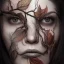 Placeholder: "full face tattoo of leaves and gnarled branches extending past face and morphing into reality, 8k resolution, high-quality, fine-detail, muted colors,intricate, digital art, detailed matte, volumetric lighting, illustration, octane render