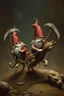 Placeholder: gnomes riding cats with hatchets in the style of Giger and Mozart