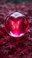 Placeholder: "A hyper-detailed, ultra-realistic depiction of a radiant, heart-shaped magic crystal ball glowing with a vibrant crimson hue, rendered in stunning 16K HD resolution, resting gently on a bed of vibrant, richly colored maple leaves. The crystal ball emits an otherworldly glow, with intricate facets along its edges refracting light into mesmerizing patterns. A faint, mystical mist swirls gently within the ball, and the translucent butterfly