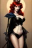 Placeholder: painting of christina hendricks as evil queen in black leather, feminie, angry, strong, volouptous, busty, cleavage, emperious, mature, highly detailed, digital painting, artstation, concept art, smooth, sharp focus, illustration, art by gaston bussiere and alphonse mucha