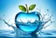 Placeholder: A perfect transparent glass apple, floating on the waves of a beautiful blue ocean, water splashing, crisp quality high definition realistic professional award winning digital art