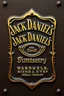 Placeholder: a Jack Daniels style graphic element made of brass