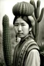 Placeholder: asiatic woman with a cactus head