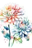 Placeholder: Chrysanthemum flowers, Not clear, depth, water color splotches, negative space , no outlines, no lines , white background, reverse coloring book