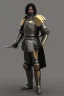 Placeholder: A handsome 30 year old knight, black hair, male bob haircut, in black-and-gold plate armor, golden katana in both hands, no beard, european